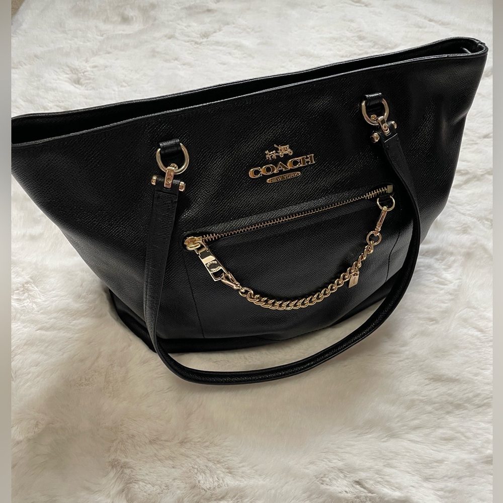 Coach Black Tote with Gold Hardware